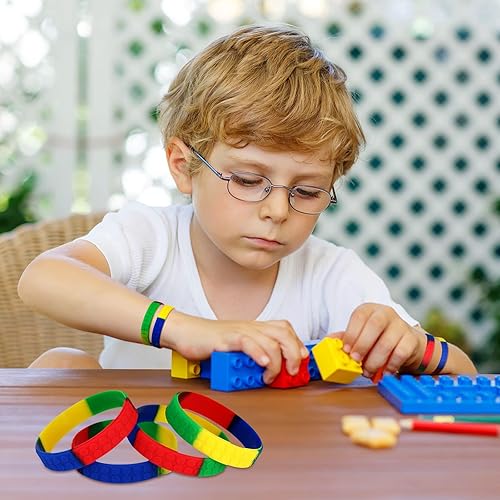 Miniatura 2 de Paquete de 48 pulseras de silicona de bloques de construcción para niños, regalos de fiesta de ladrillo de color, suministros de fiesta para niños y