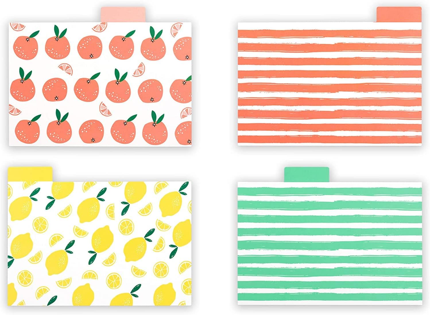 Outshine Premium Recipe Card Dividers 4x6 with Tabs, Fruit Design (Set of 24) | Recipe Box Dividers | Durable Index Card Dividers Made of Thick Cardstock | Gift for Mom, Sister, Daughter, Friend