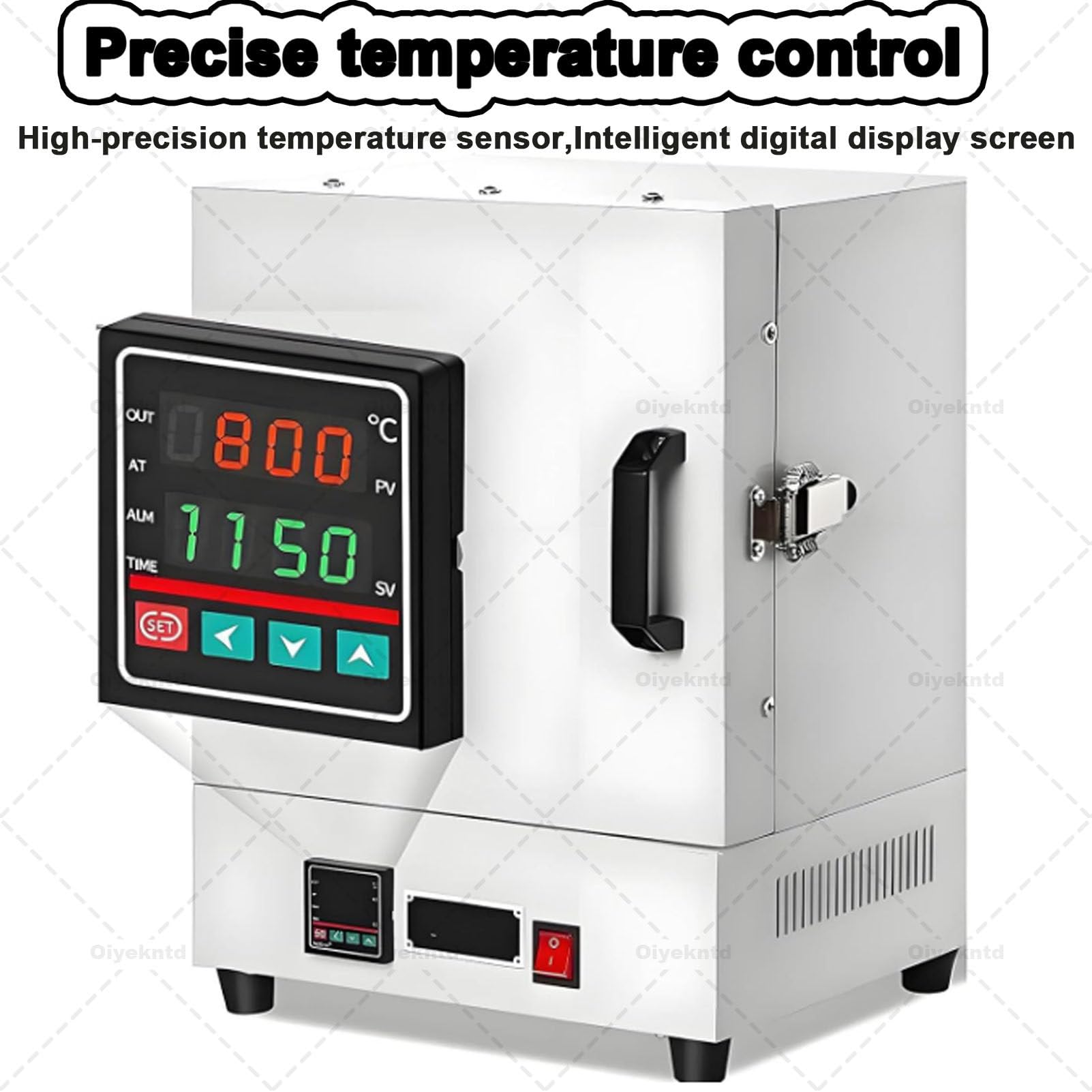 Piec muflowy, elektryczny piec do spiekania 2000 W, wysoka temperatura 1150℃, zamknięte pudełko ceramiczne do podgrzewania biżuterii i form gipsowych