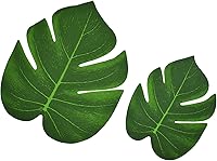 Vista 7 de Maydahui 30 PCS Tropical Artificial Palm Leaves Monstera Party Decoration 3 Size Large Medium Small for Hawaiian Luau Party Jungle Beach Theme Table