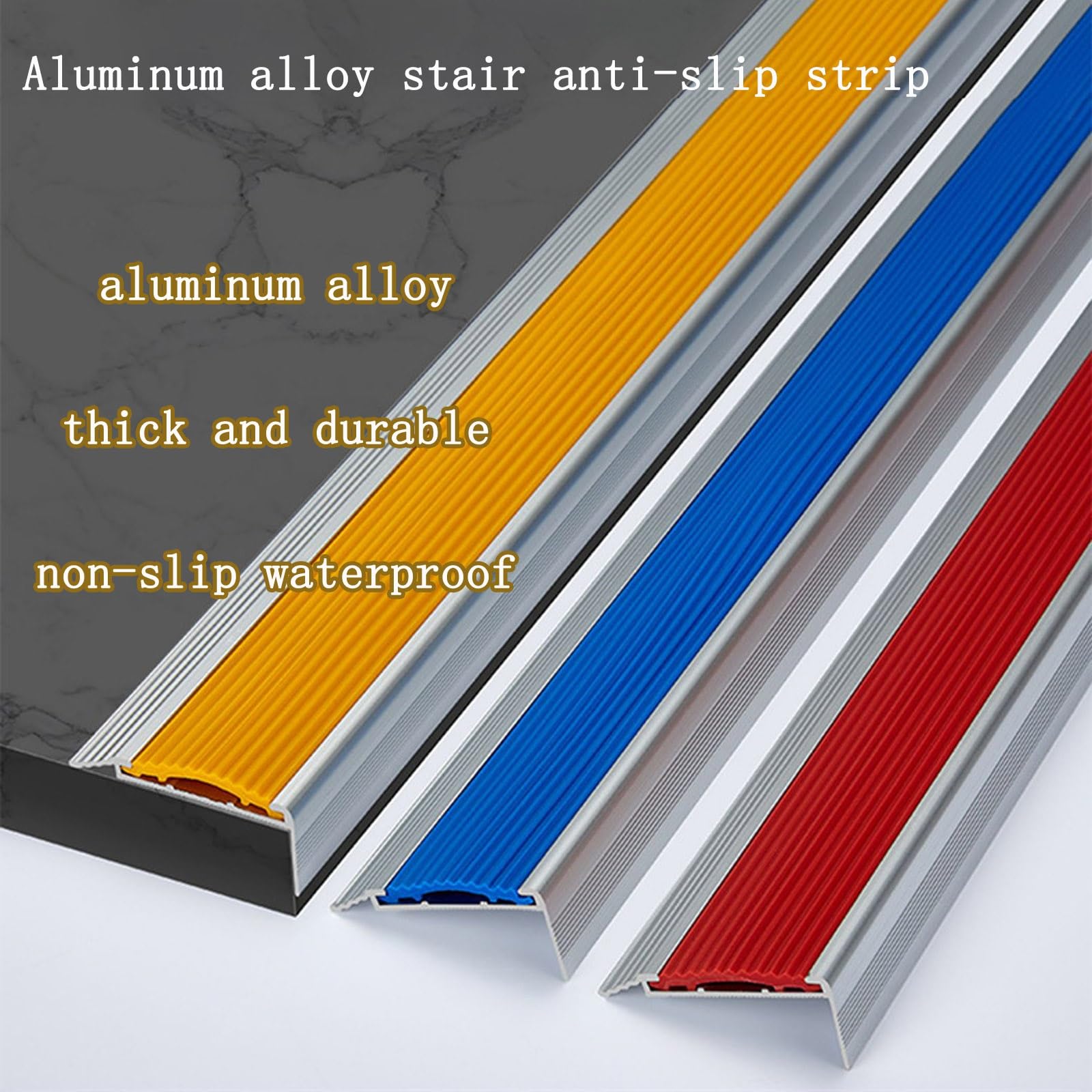 Tira De Escalera Antideslizante Aleación Aluminio, Perfil De Borde De Escalón, Tipo L Tiras Antideslizantes para Peldaños, Proceso De Anodizado, Doble Antideslizante, Apto para Hoteles, Hospitales ( C