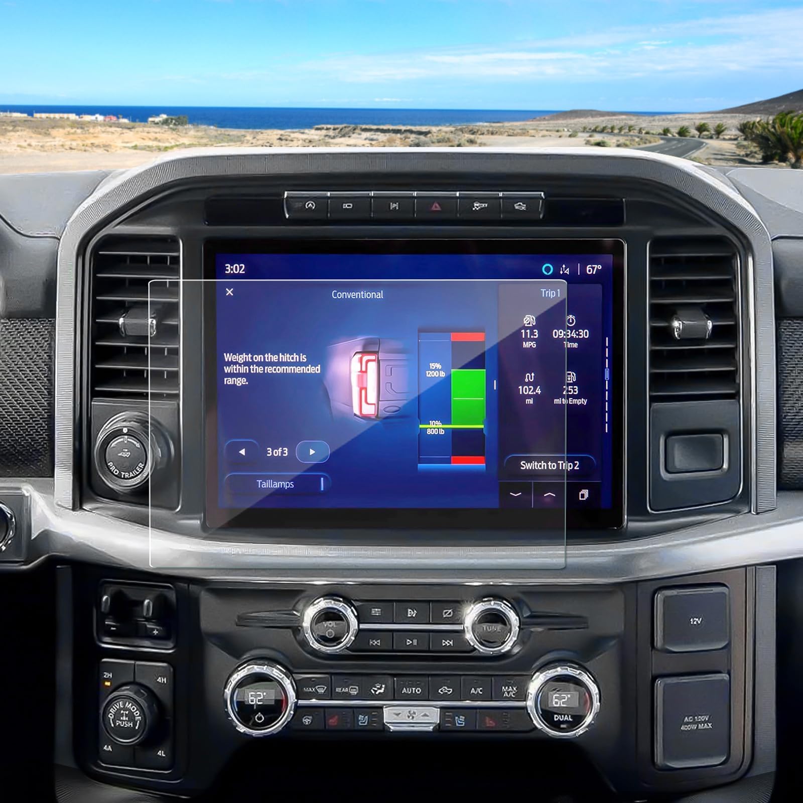 Anti-Glare Matte 2021-2026 F150 Screen Protector, for Ford F-150 (STX/XLT/Lariat/Tremor/King Ranch/Platinum/Limited/Raptor),9H Tempered Glass 2025 F150 Truck Accessories HD&Anti-Fingerprint 12"