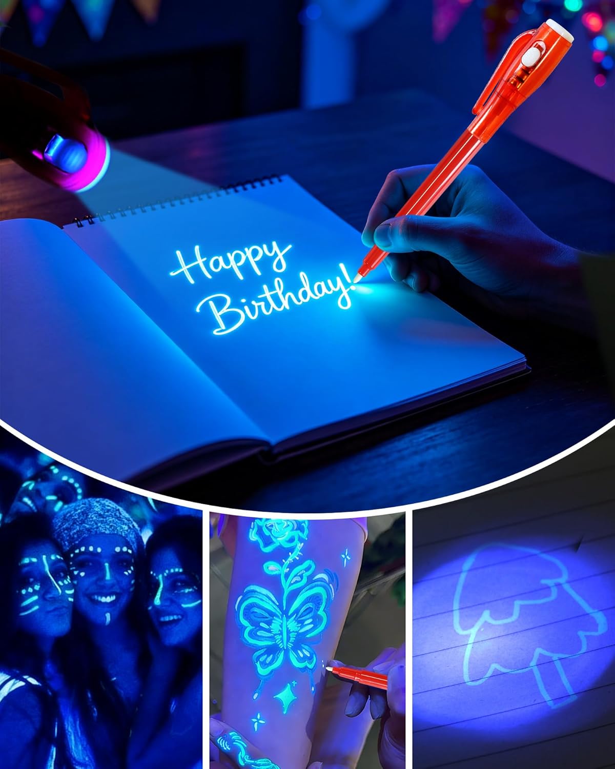 Party Favors for Kids：30 Pack Invisible Ink Pens with UV Light Spy Detective Magic Marker for Secret Messages, Classroom Prizes Birthday Easter Halloween Christmas Goodie Bag Stuffers Age 3+
