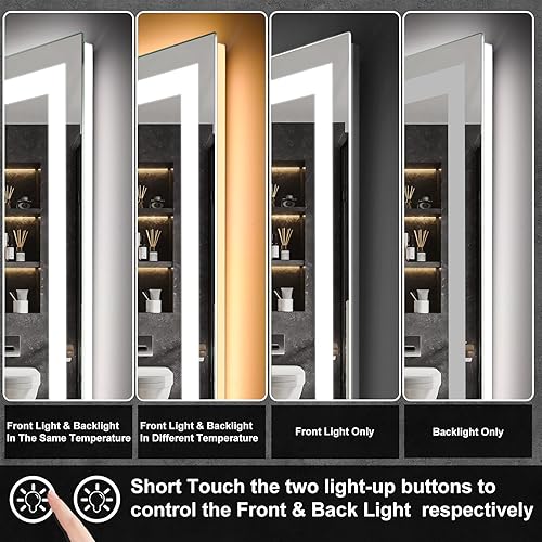 Miniatura 3 de Moonee Led Mirror for Bathroom, 24 X 32 Bathroom Mirror with Lights Dimmable &amp; Anti-Fog, Smart Lighted Mirrors for Bathroom Wall with Frontlit,IP54,