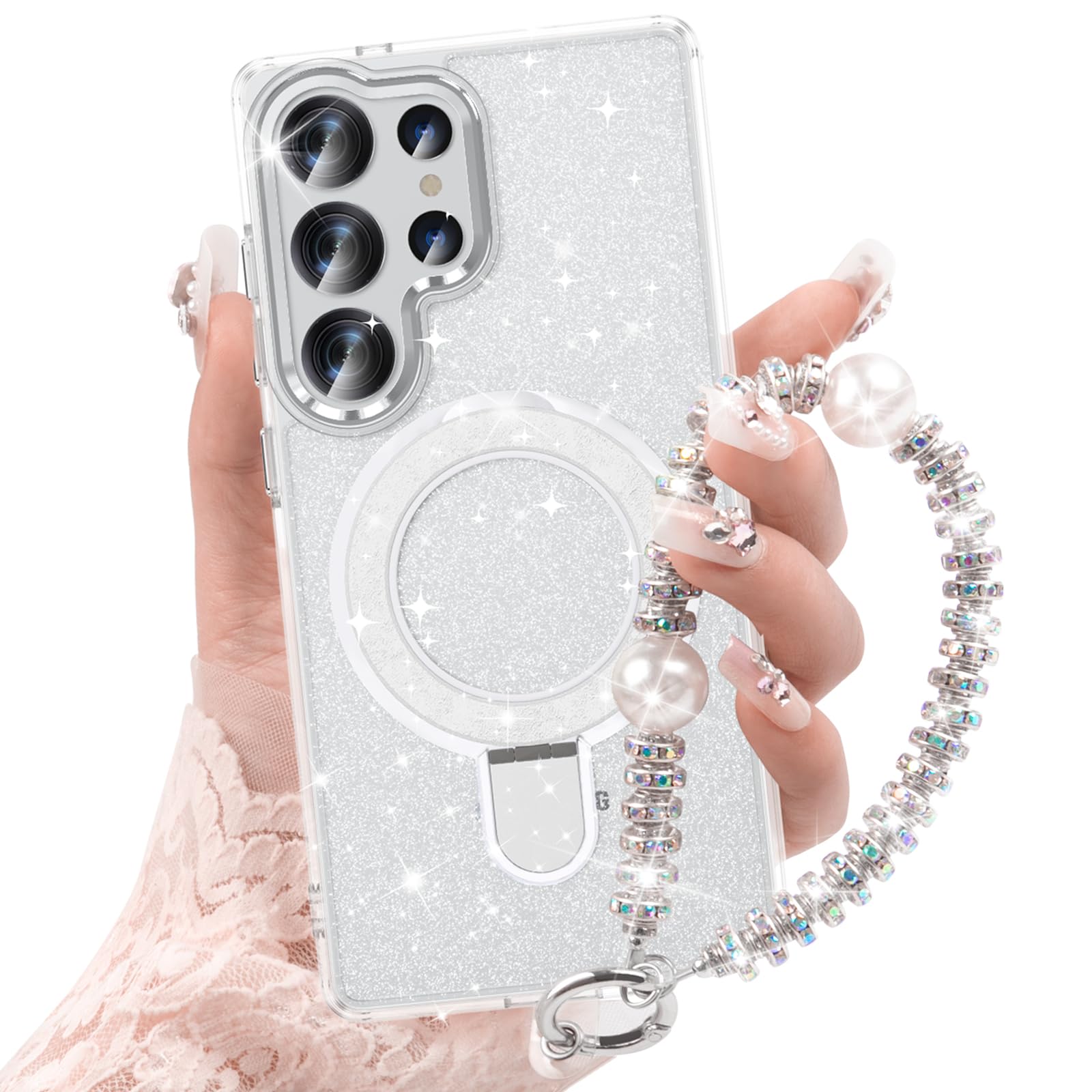 Coque Samsung S25 Ultra paillettes violette idéale pour vos soirées et selfies sans chute