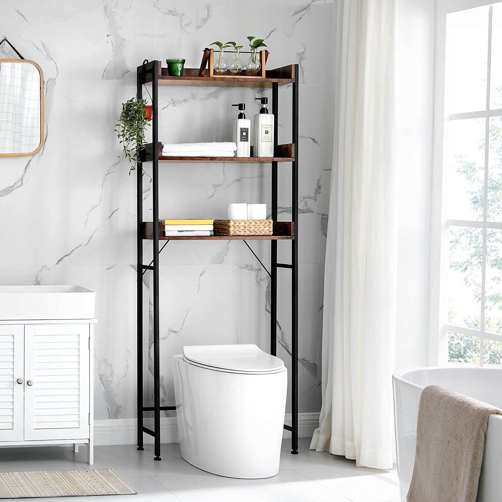 Buy VASAGLE Over The Toilet Storage, 3Tier Bathroom Storage Shelf