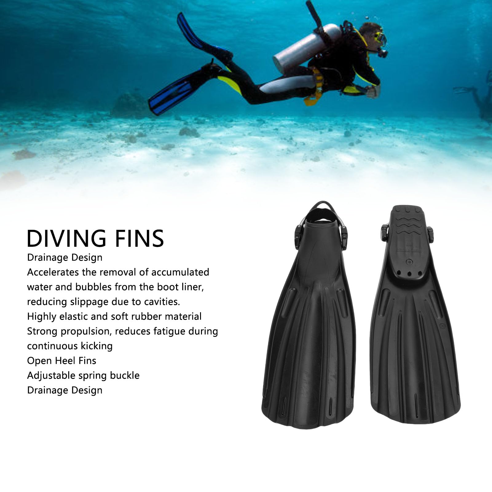 POENVFPO Pinne da snorkeling regolabili, pinne da nuoto in materiale TPR con cinghie a sgancio rapido, per adulti, uomini, donne, viaggi