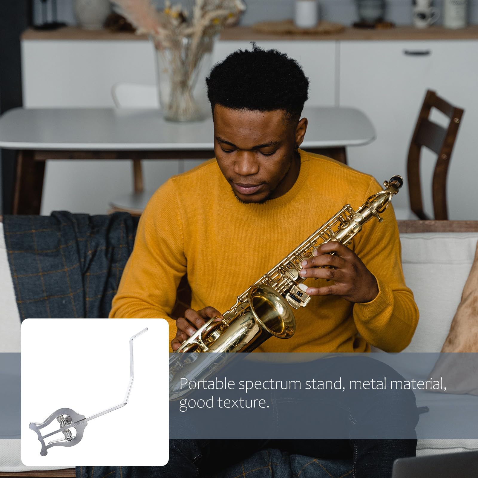 Supporto per Spartiti Musicali in Metallo per Corno Baritono e Sax Contralto, Clip Portatile e Resistente per Musicisti Strumentisti in Movimento
