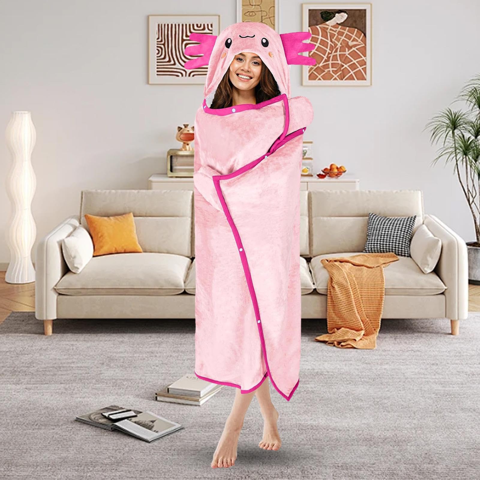 Coperta con cappuccio da donna, comoda, calda, indossabile, coperta Sherpa | Morbida coperta maglione per la camera da letto di casa