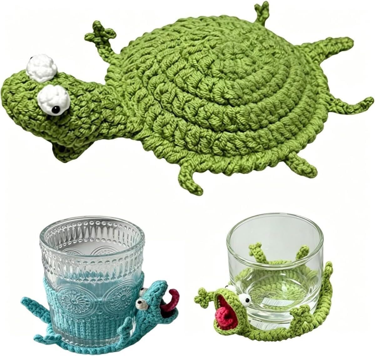 Crochet Lizards Coaster | Funny Coasters For Adults | Cute Handmade 3d Little Animal Mug Rug | Diy Animal Cup Mats Decorative Drink Csoaster For Home Decor