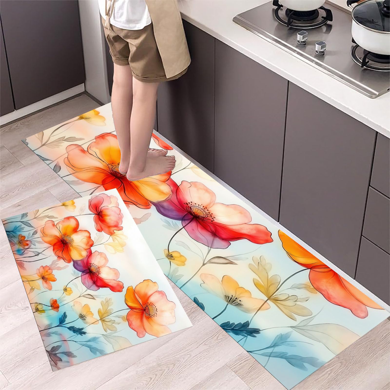 Tapetes de cocina flores de ensueño para decorar suelos de cocinas alegres y escritorios de pie