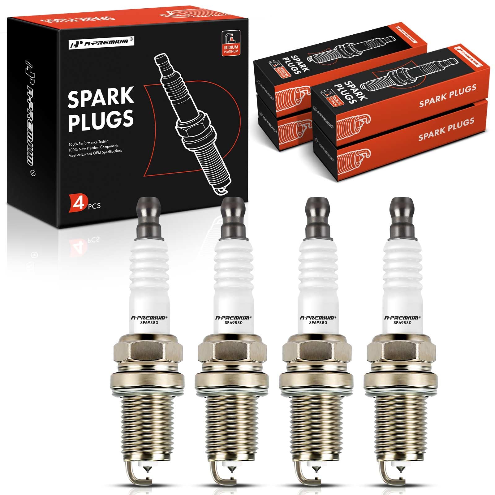 A-PremiumIridium Platinum Spark Plugs Compatible with Honda Civic 2006-2011, S2000 2000-2009 & Acura Integra 2001, CSX 2007-2010, RSX 2002-2006, 1.8L 2.0L, Pack of 4