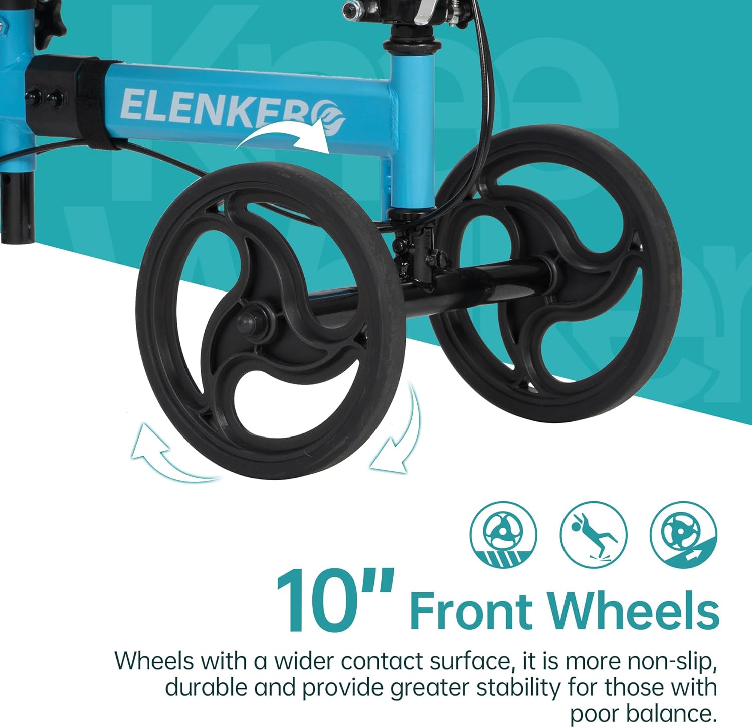 ELENKER Steerable Knee Walker Deluxe Medical Scooter for Foot Injuries Compact Crutches Alternative Sky Blue