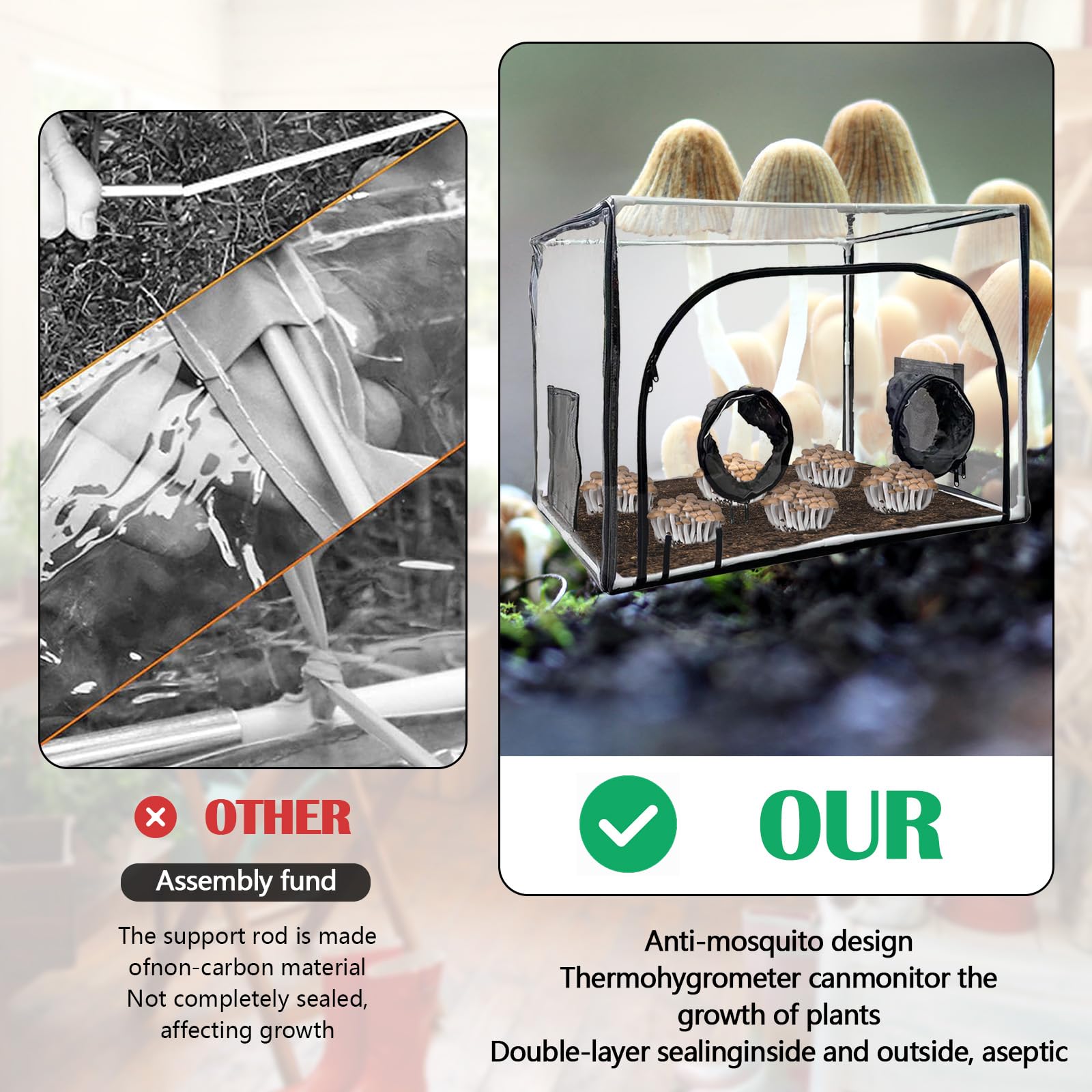 Still Air Box para Hongos, Mushroom Micología Campana Extractora Mushroom Bag Plant Propagation Station Carpa Plegable para Esporas Cultivo Versátil Suministros de Horticultura