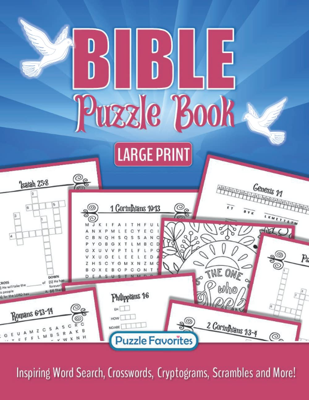 Bible Puzzle Book Large Print: Inspiring Bible Verse Word Search, Cryptograms, Crosswords, Scrambles and More! Activities to Encourage in Christian Faith and Hope