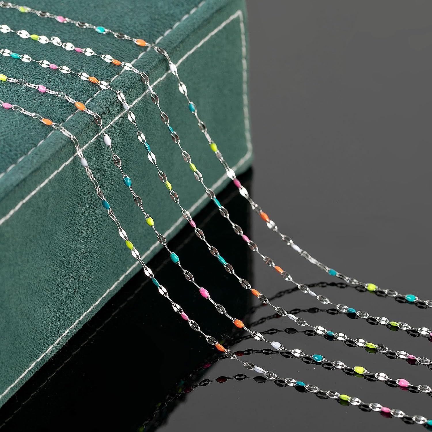 UMAOKANG 16.4 Feet Colorful Enamel Stainless Steel Chain for Jewelry Making