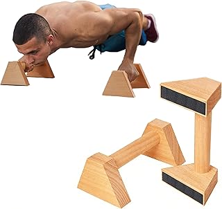Lot de 2 Poignées de Pompes en Bois 25cm - Parallèles Ergonomiques Antidérapantes Durables - Équipement Callisthénie Intérieur/Extérieur Idéal pour Pompes
