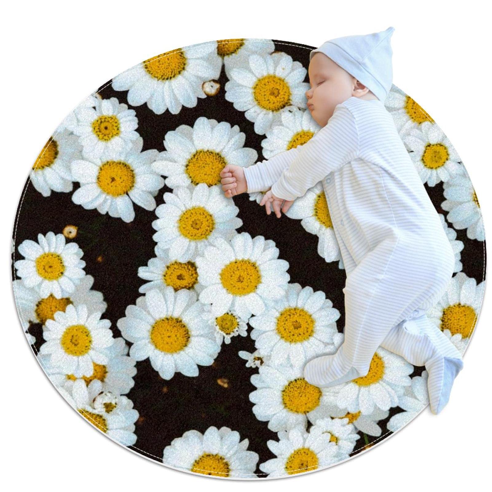 Tapis de salle de bain camomille rond pour créer un cocon doux dans la chambre