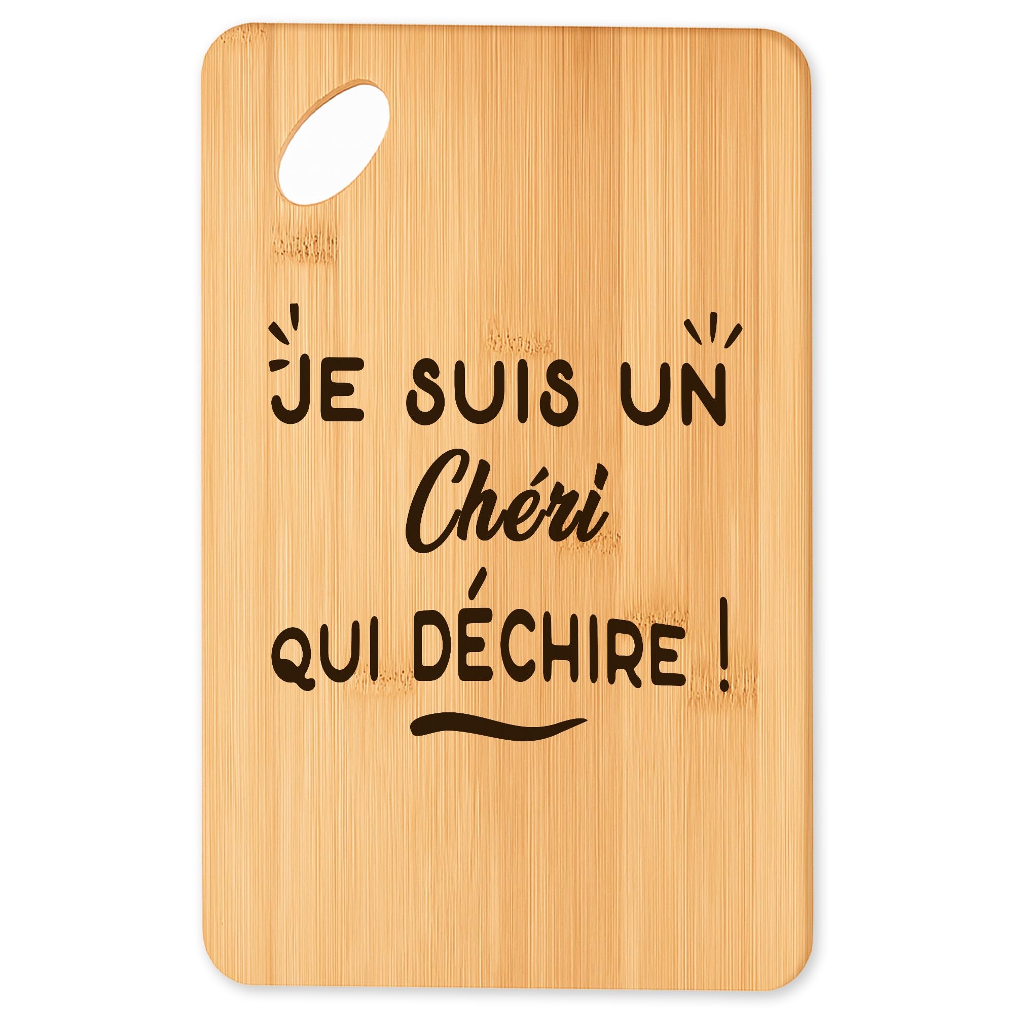 Planche à découper bois bambou avec gravure message pour plateau apéro festif