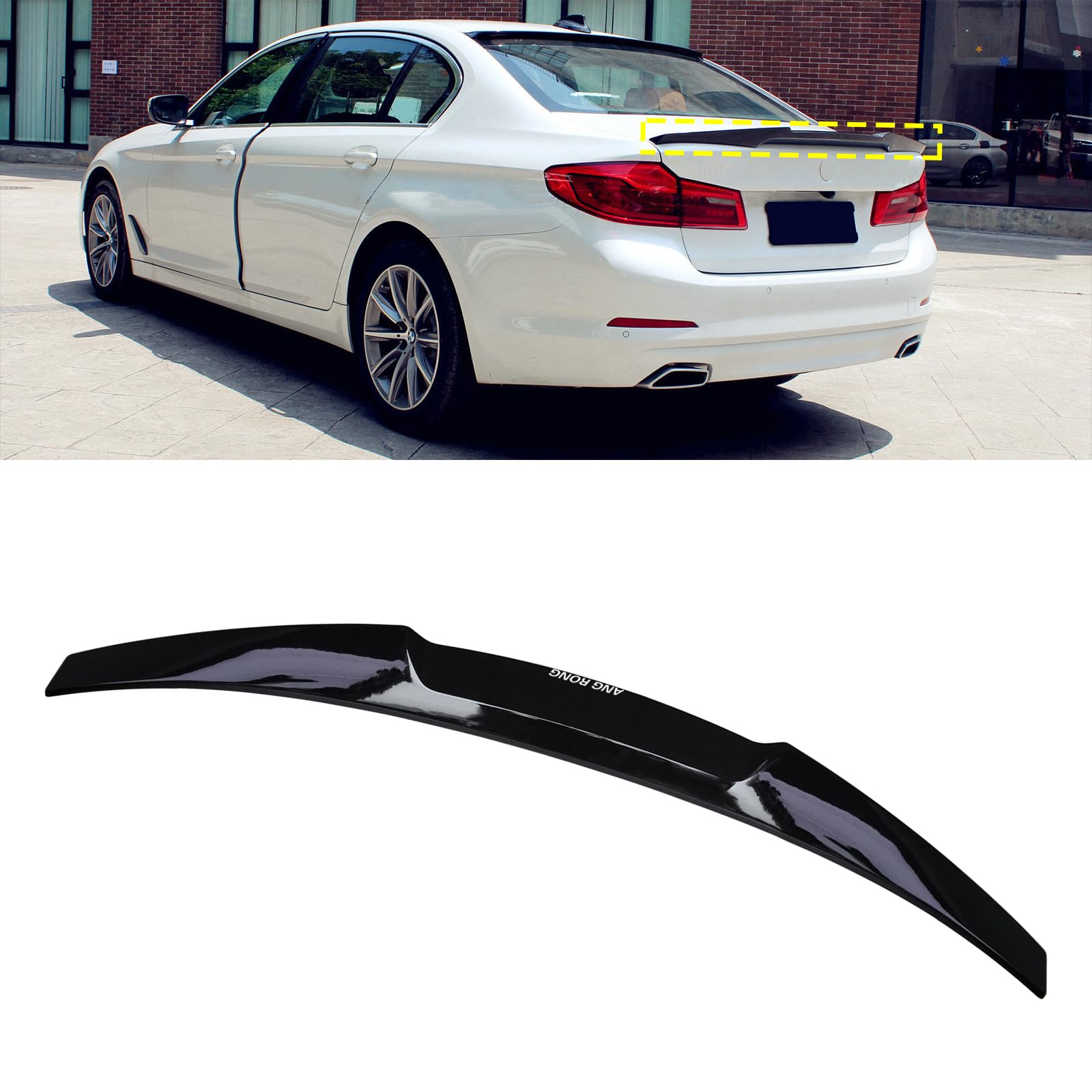 ABS Rear Boot Trunk Spoiler Wing Lip M4 Style Compatible With BMW 5 Series G30 F90 M5 2017-2020 Gloss Black