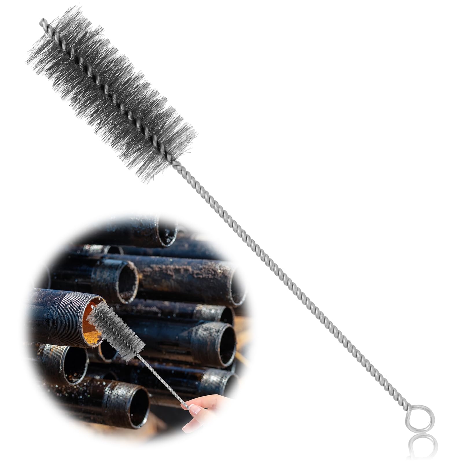 Brosse pour Tuyau de poêle Ø 40 mm, Nettoyeur de cheminée Universel, Balai en Fil d'acier 30 cm