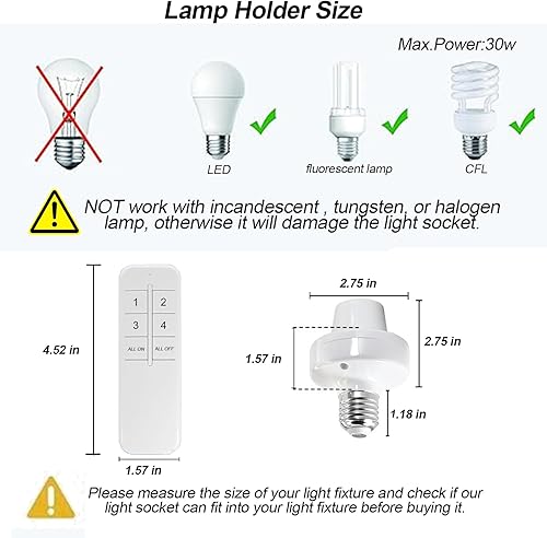 Miniatura 6 de Enchufe de bombilla WiFi inteligente, bombillas inteligentes Alexa, adaptador de enchufe de bombilla, temporizador remoto eWeLink APP y control de