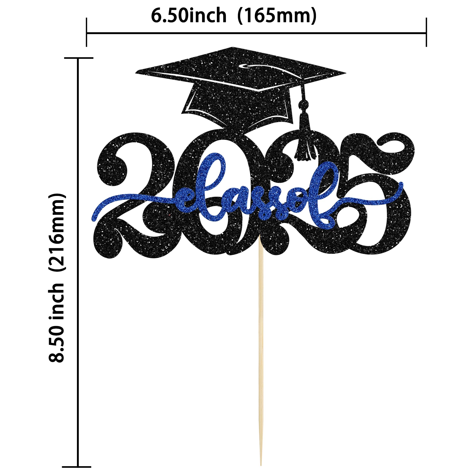 Panelee Gold & Blue Graduation Cake Topper - Class Of 2025 Decor With Grad Cap & Diploma Design - View #7