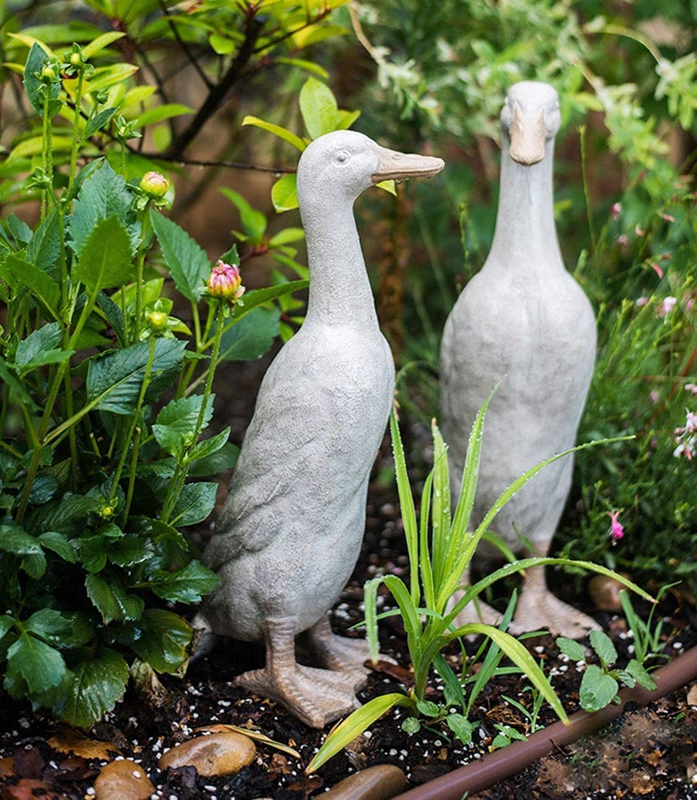 Szara kaczka figurka statuetka ogrodowa podwórko dekoracja na zewnątrz ręcznie robione akcesoria ogrodowe ze zwierzętami (rozmiar: B)
