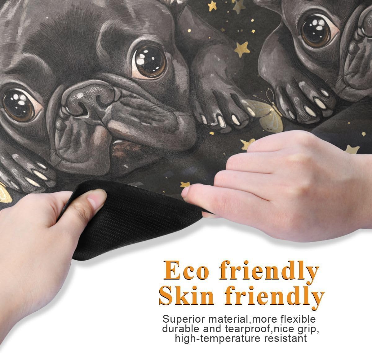 ALAZA Cute French Bulldog with Butterflies Stars Yoga Mat Non Slip Fitness Exercise Mat, Workout Mat for Yoga, Pilates and Floor Exercises