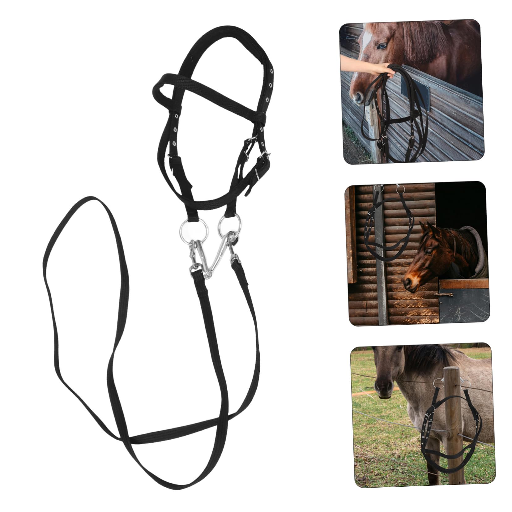 TOYANDONA Ecuestre De Cuerda Sin para Caballos Riendas De Cabezada Trenzadas para Deportes Ecuestres Trail y Entrenamiento Grande