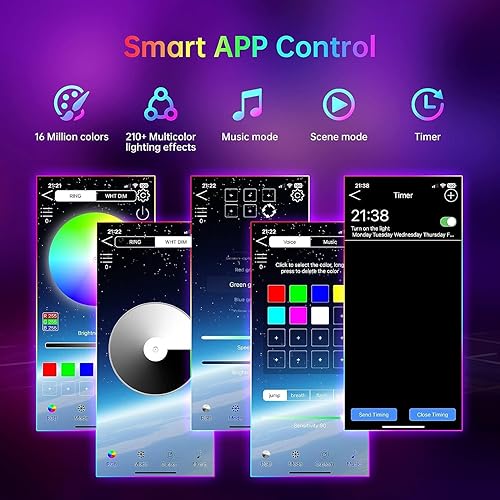 Miniatura 4 de Paquete de 2 lámparas de pie de esquina, lámpara de esquina LED RGB de 63 pulgadas que cambia de color con control remoto y aplicación, lámpara de