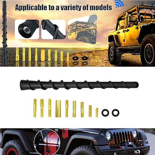 Miniatura 5 de OSIFIT - Antena en espiral negra de 7 pulgadas, cubierta universal de antena impermeable de goma de PVC muy flexible, para camiones, automóviles, SUV