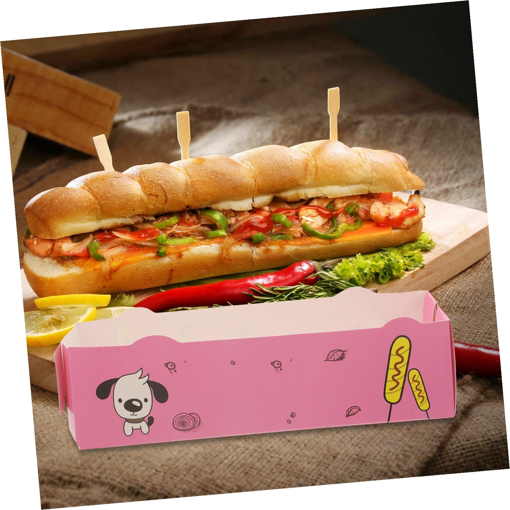 100Piezas Cajas de Papel para Perritos Calientes Unidades Contenedores de Snacks Bandejas de Comida para Sushi y Aperitivos Envases de Cartón para Eventos y Restaurantes