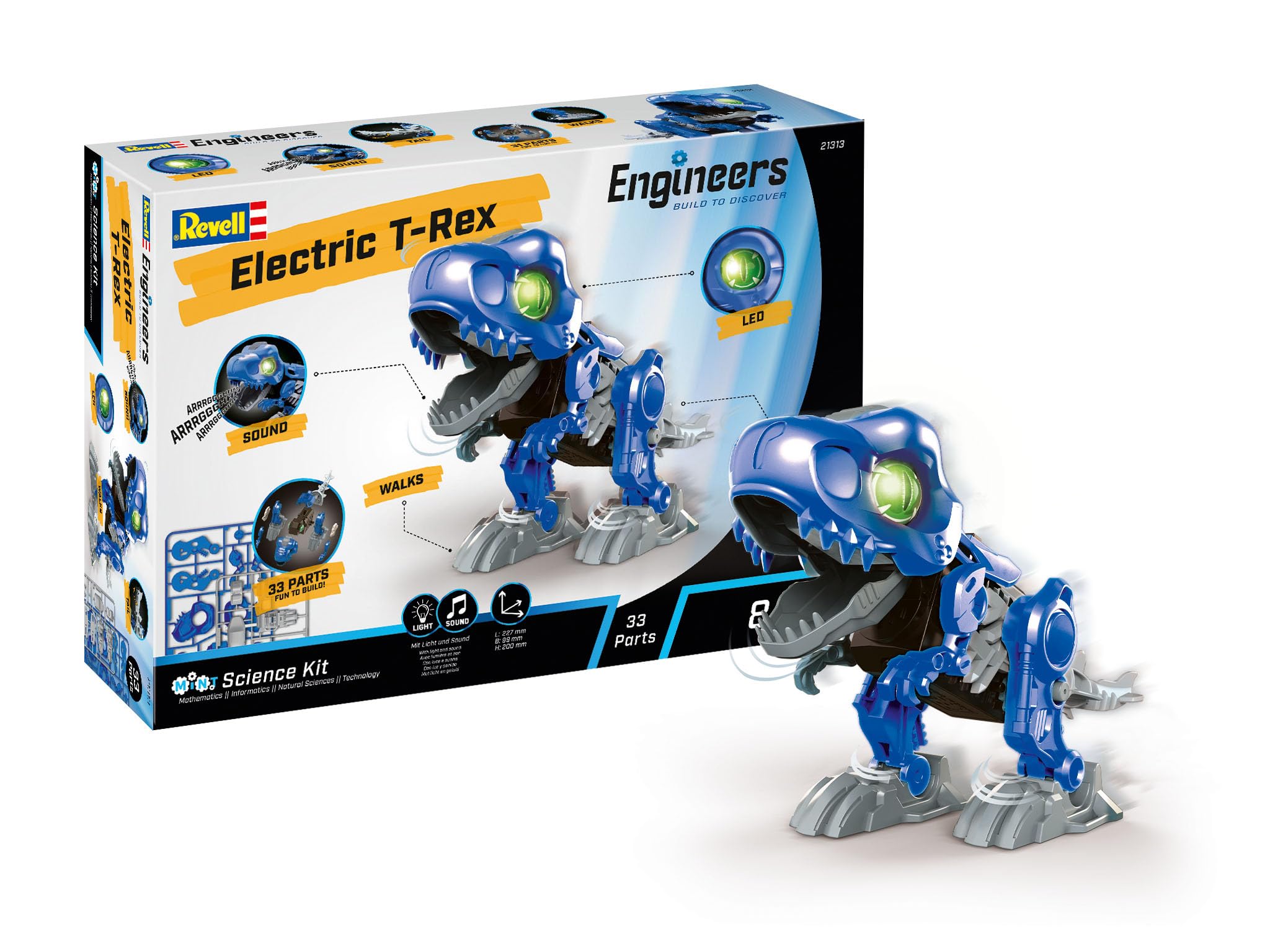 Revell 21313 Engineers - Electric T-Rex - Building & Play Fun, Walking, Roaring, LED Lights I for Boys Girls & Adults