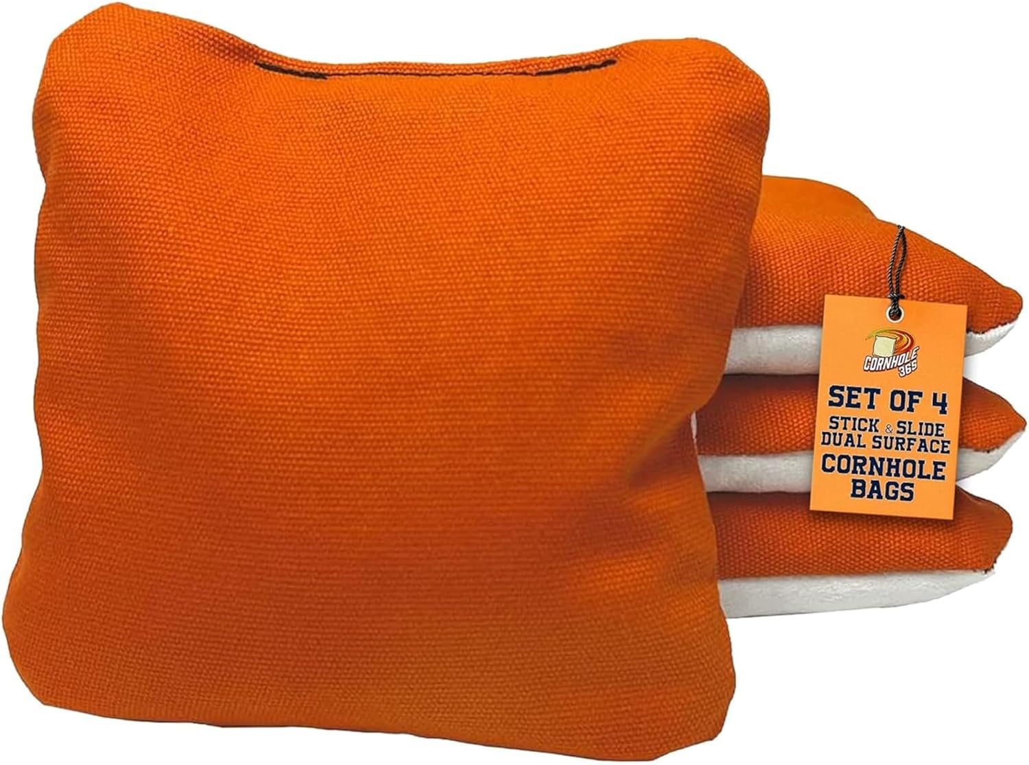 Cornhole365 Stick & Slide Cornhole Bags - 6"x6" Premium Plastic Resin Filled, Dual-Sided Canvas & Suede Cornhole Bean Bags for Sports Competition - Professional Cornhole Bags Set of 4