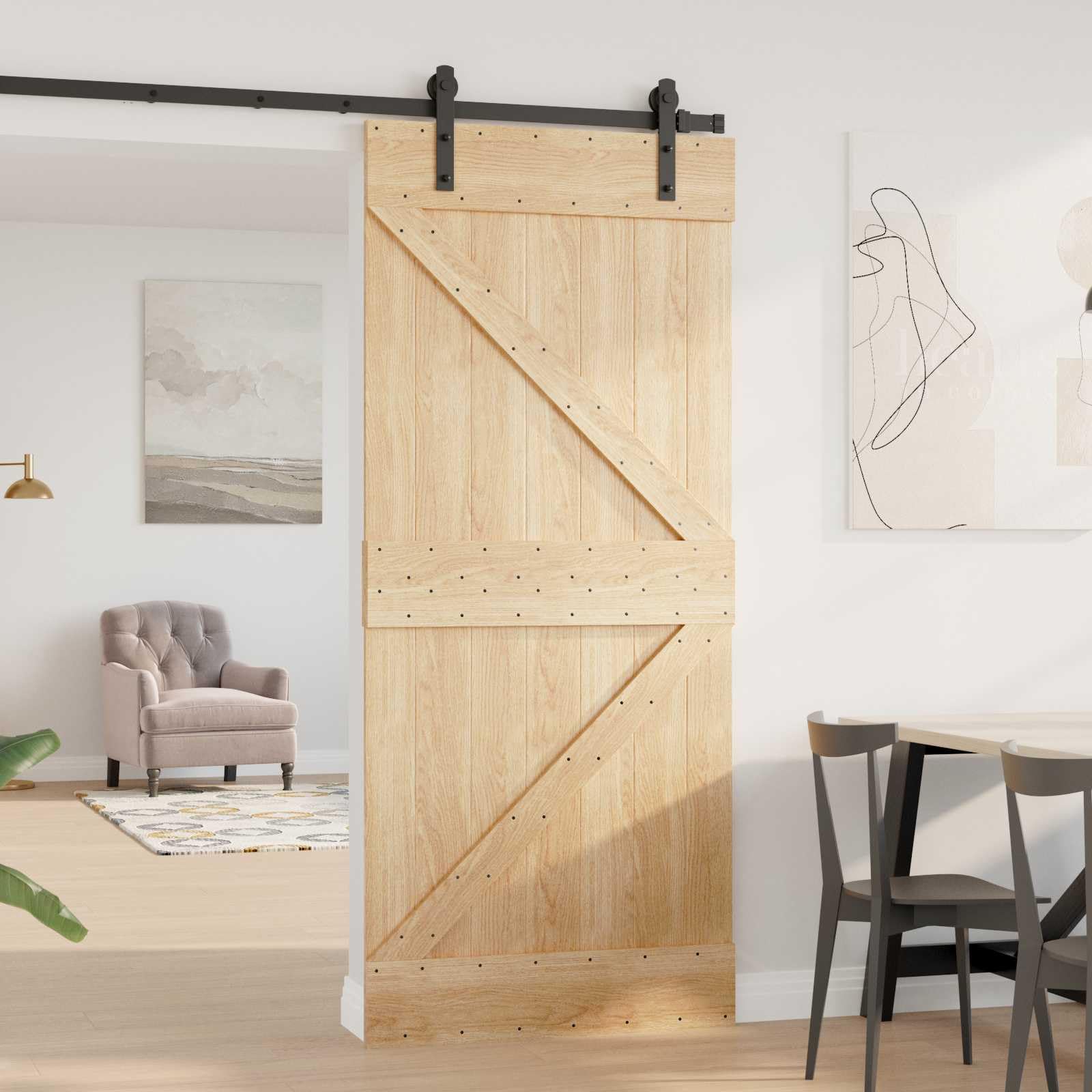 Porta Narvik Naturale 90 x 210 cm Legno di Pino Solido, Articoli di ferramenta,Materiali da Costruzione,Porte, 25kg-351043
