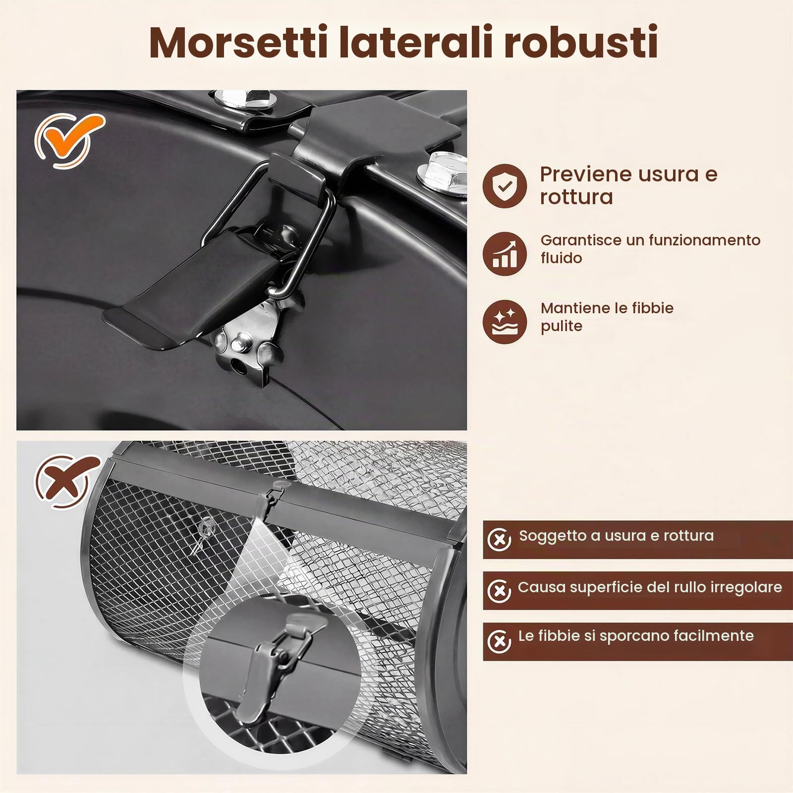 HOMASIS Spandiconcime a Rullo, Rullo da Giardino con Rete Metallica e Manico Regolabile in Altezza, Spanditore per Compost con Chiusure Laterali e Perno a Apertura a B per Cortile e Prato (Arancione)