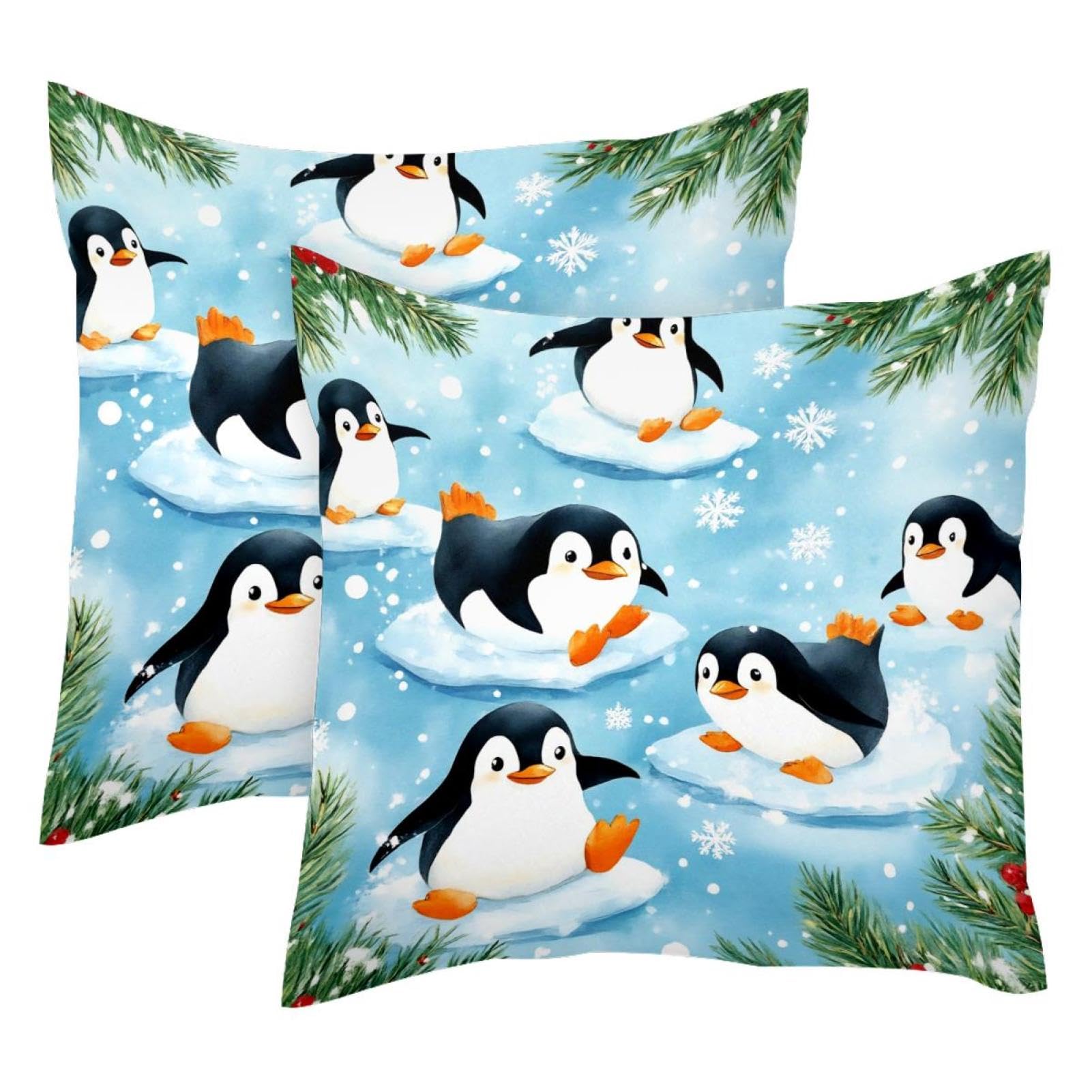 Fundas de cojín de terciopelo 50x50 cm modernas estilo pingüinos de invierno
