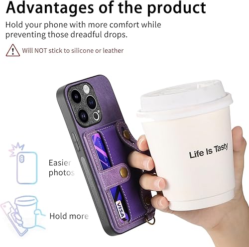 Miniatura 4 de Asuwish Funda de teléfono para iPhone 15 Pro de 6.1 pulgadas con protector de pantalla de vidrio templado, soporte delgado, soporte para tarjeta de