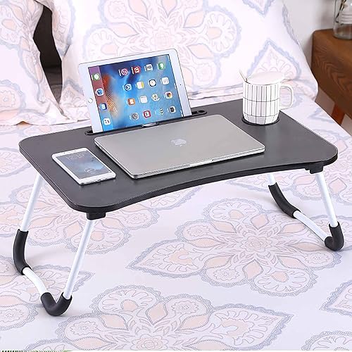 YQ WHJB Escritorio multifuncional para laptop, soporte para portátil, bandeja plegable portátil, mesa de cama con cajón de almacenamiento y soporte