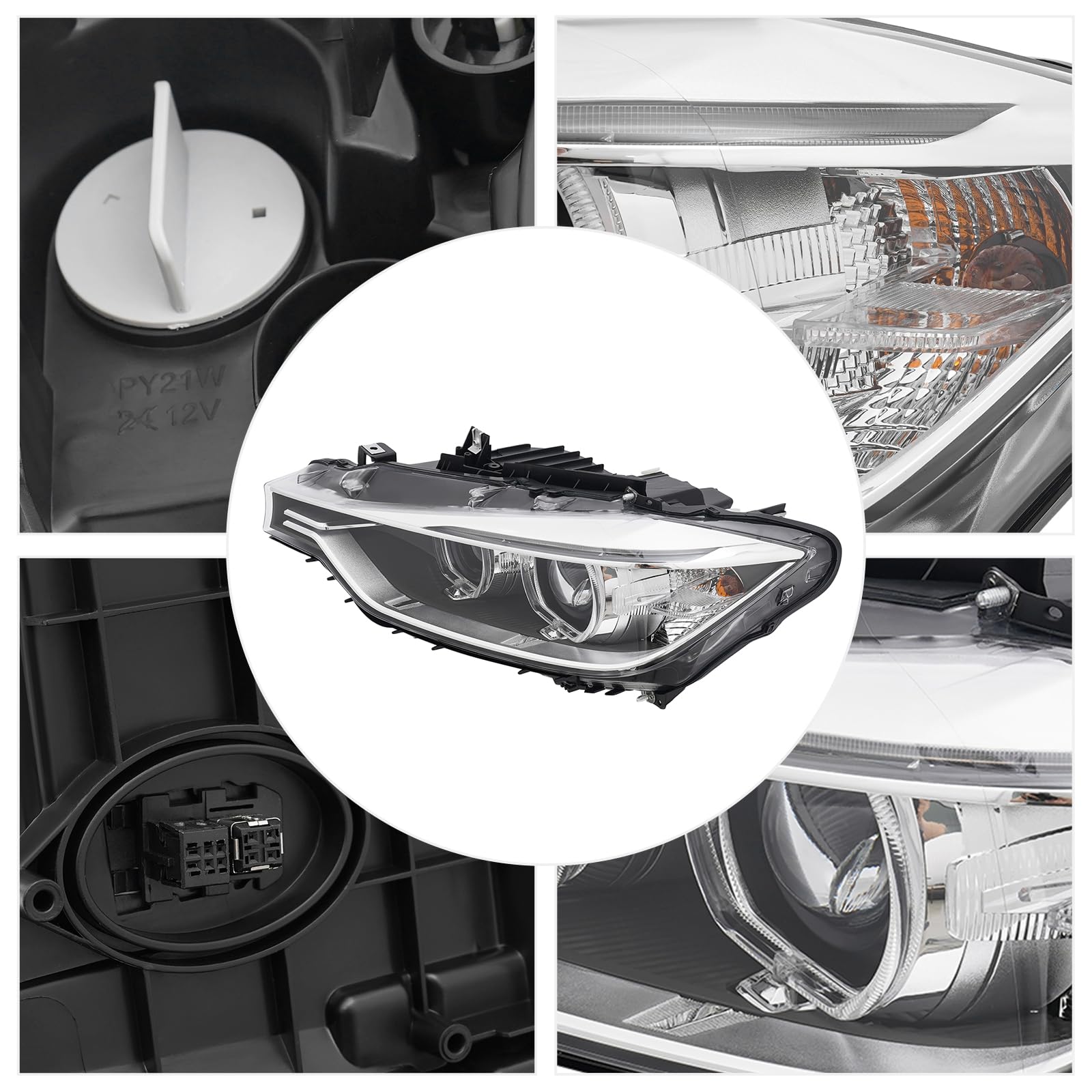 Faro delantero izquierdo HID para BMW Serie 3 F30 F31 (2011-2015), con luz diurna LED, carcasa negra, lente transparente, D1S, OE 63117314532