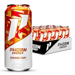 Phorm Energy Drink, Orange Fury Flavor, 200 MG Natural Caffeine From Green Tea, Sugar Free Carbonated Drink With Electrolytes & Vitamin B12, Dairy & Gluten Free, Vegan, 16 FL Oz Cans, 12 Pack