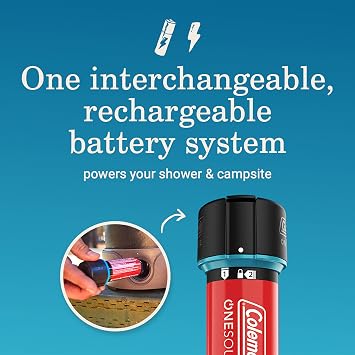 Coleman OneSource Rechargeable Outdoor Camping Gear: Camp Shower, Cordless Vacuum, Fan, Speaker, Air Pump Options with Included Rechargeable Battery