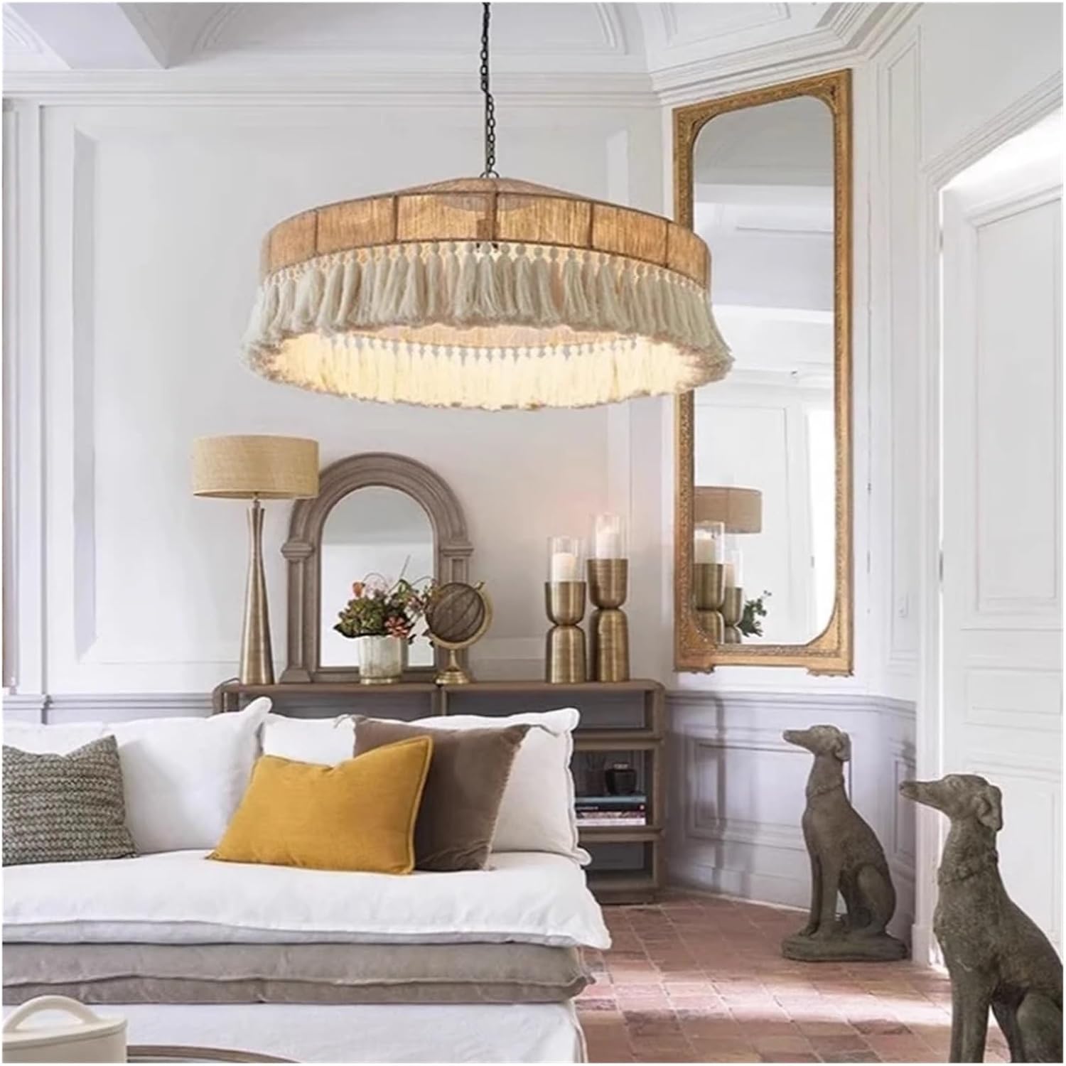 Japanese Style Dining Room Round Hand Woven Hemp Rope Retro Industrial Style Attic Lighting Fixture,s