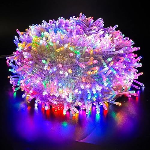 Guirnalda de luces para exteriores, 66 pies, 200 luces LED impermeables parpadeantes, 8 modos de iluminación, luces de Navidad para dormitorio,