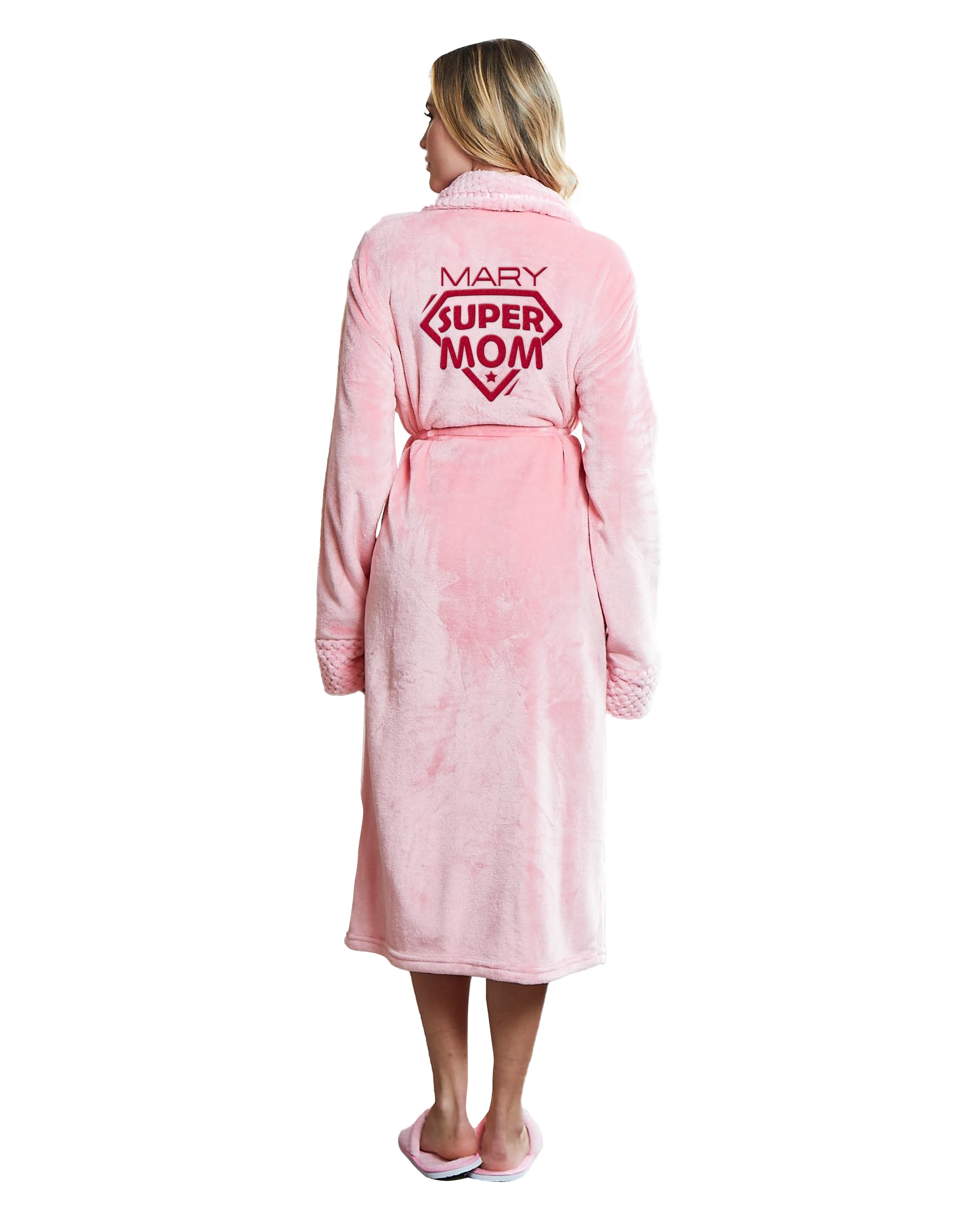 Lotus Linen Personalized Plush Bathrobe Women Custom Bath Robe Embroidered Monogram Loungewear Gift