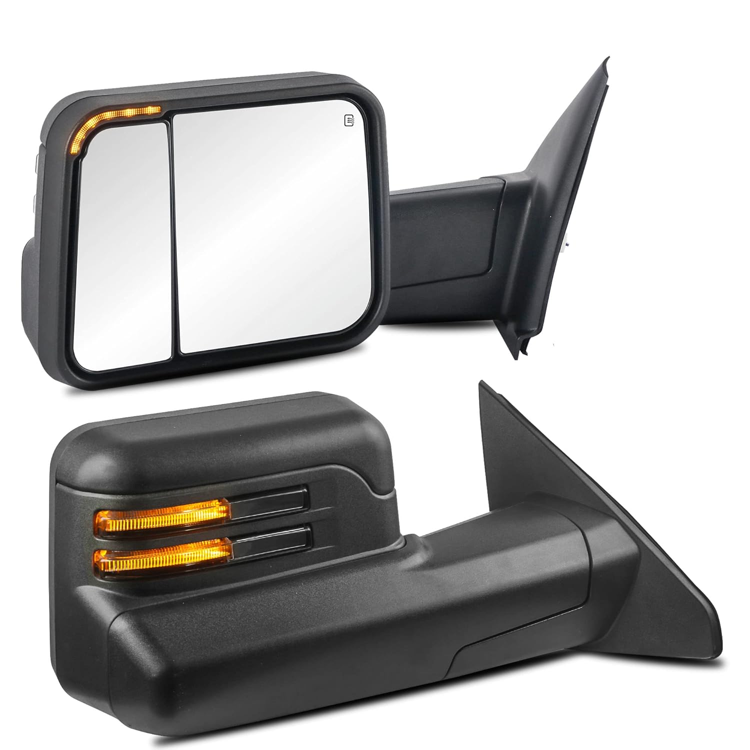 MOSTPLUS Left Driver Side Power Heated Mirror Compatible with 2009-2018 Ram 1500 2500 3500/2019-2023 Ram 1500 Classic with Foldaway Led Turn Light, Puddle Lights Black