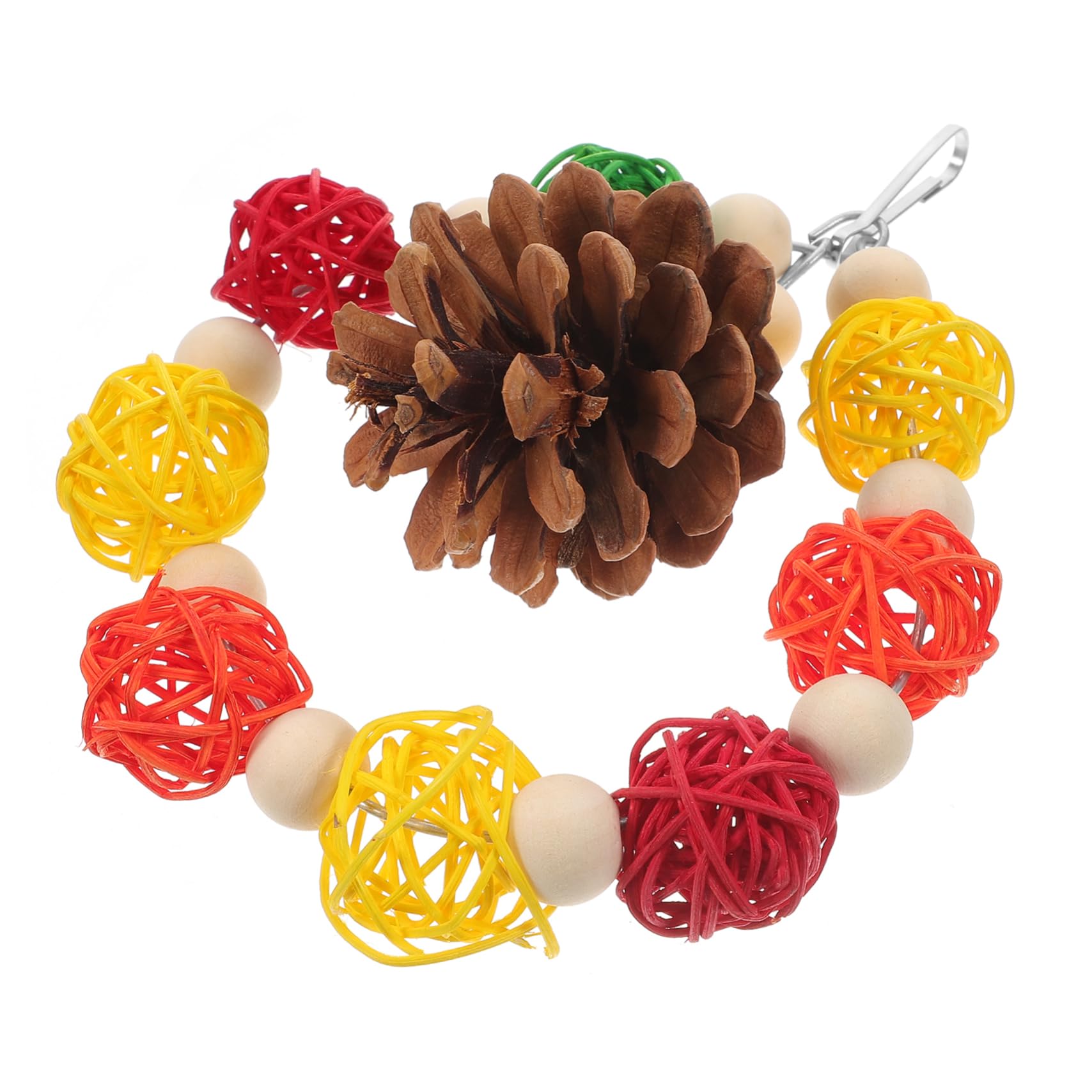 minkissy 4pièces Jouet De Mâcher pour Oiseaux avec Cônes De Pin Et Rotin Jouet De Naturel pour Perroquets Et Oiseaux Amusement Sécurisé Et Décoratif pour Cage