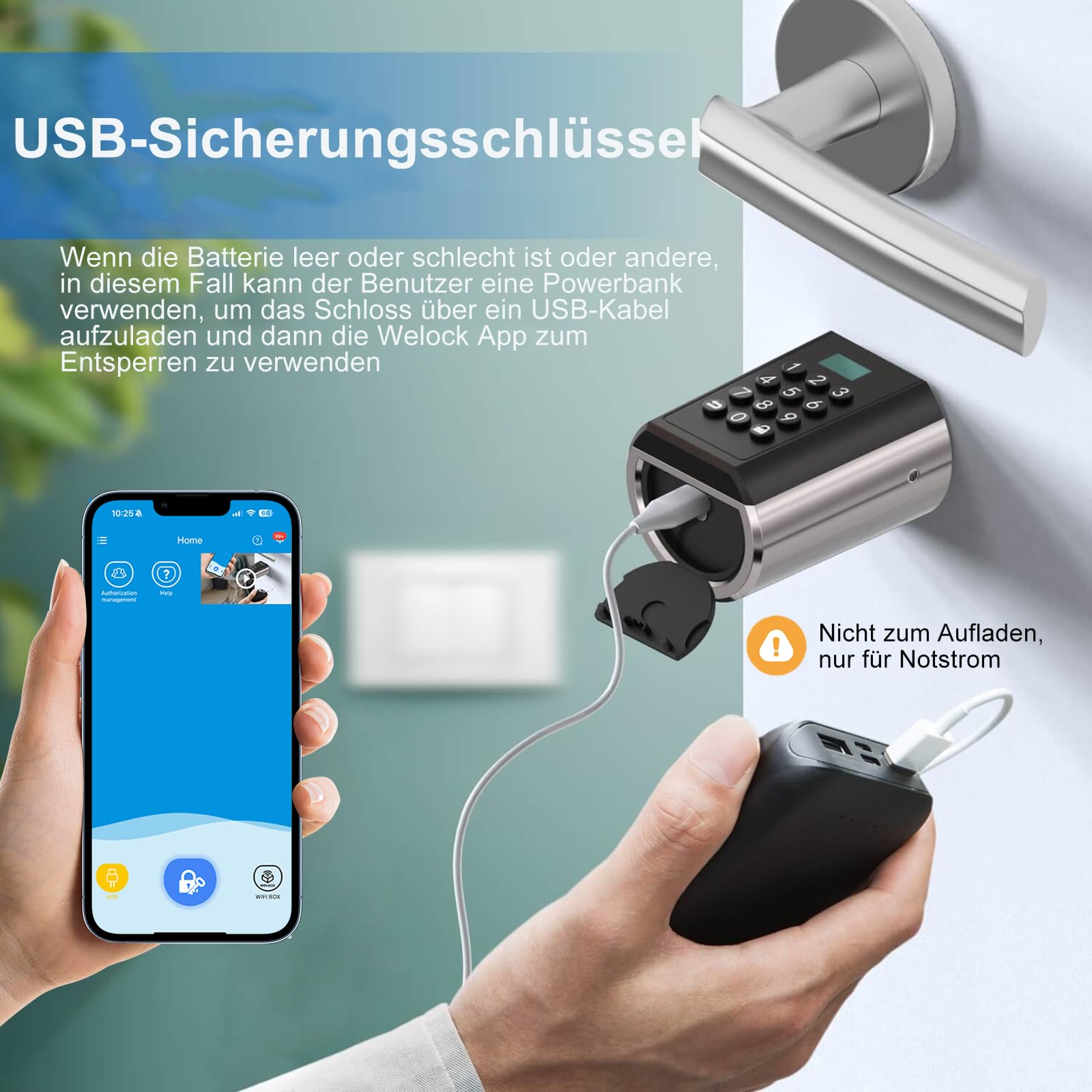 WELOCK PBL Elektronisches Türschloss,Türschloss Code mit App | Einstellbarer Elektronischer Tür-Schließzylinder für Türstärken von 50-100mm,elektronisches türschloss haustür,SmartLock