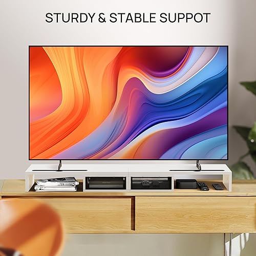 Miniatura 9 de ZIFTY Soporte elevador de monitor doble para 3 monitores, organizador de escritorio con 2 cajones y soporte para teléfono inteligente, longitud y